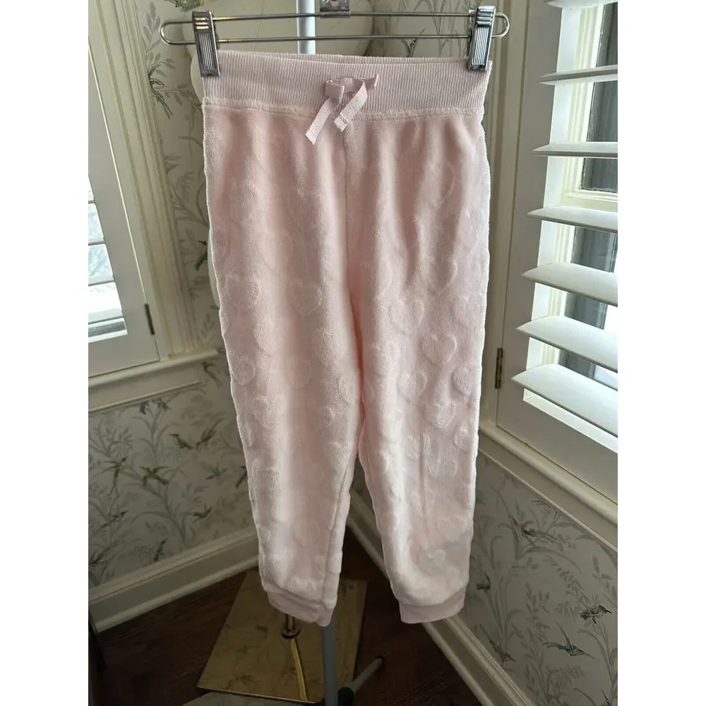 BCBG Girls Sleep Pajama Sweater Set Pink Hearts Small 7/8